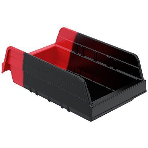 Akro-Mils 36462BLKRED Indicator Inventory Control Double Hopper Shelf Bin  11-5/