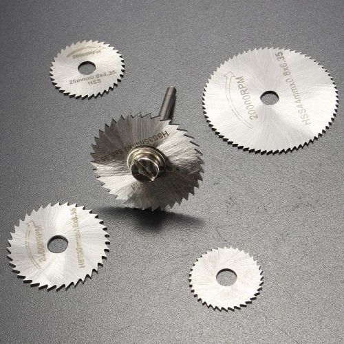 6Pcs HSS Saw Blades Rotary Tool Circular Saw Blade Mandrel w/ Mandrel For Dremel