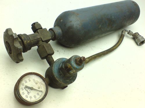 Mini air tank norgren regulator &amp; psi gauge brass fittings 18&#034; long x 3-1/2&#034; for sale