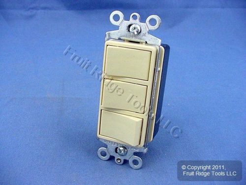 New Leviton Ivory Decora Triple Rocker Wall Light Switch Triplex 15A 1755-I