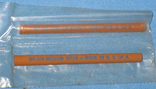 Lot of 2 NORTON MF324 4&#034;X5/16&#034; Half Round Medium INDIA Abrasive Stones - NOS