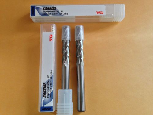 2 new solid carbide end mills  long edge 3/8x3/8x1-3/4x4&#034; y/g for sale