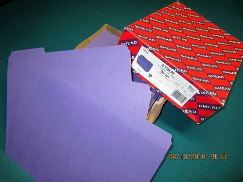 100/box  NEW!  Purple File Folders 1/3-Cut Tab 3/4 Exp  Letter Size  SMEAD 13043