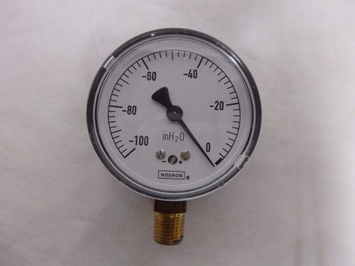 Noshok Vacuum Gauge Negative Pressure 0 to -100 in H2O 1/4&#034; NPT Bottom Mount (E6