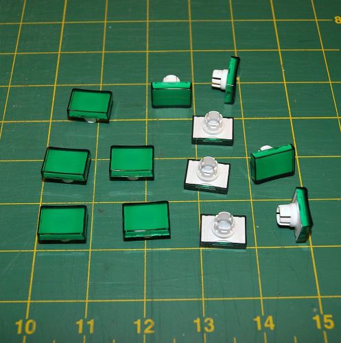 Green Square Pushbutton Wedge Cap Replacements ( Lot of 12 ) New