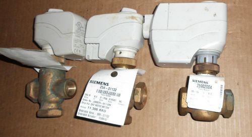 Lot of 3 Siemens Building Technologies 24V Brass Valves 25902004 &amp; 254-01132