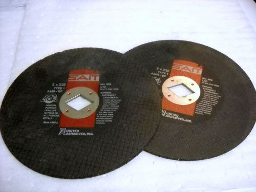 Lot of (2) New Sait 8&#034; x 3/32&#034; Abrasive Cut-Off Wheels, Type 1, A24R-BF, 23258