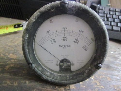 Phastron DC amp gauge 0-800-2400 amp 4 1/2&#034;  vintage military equipment