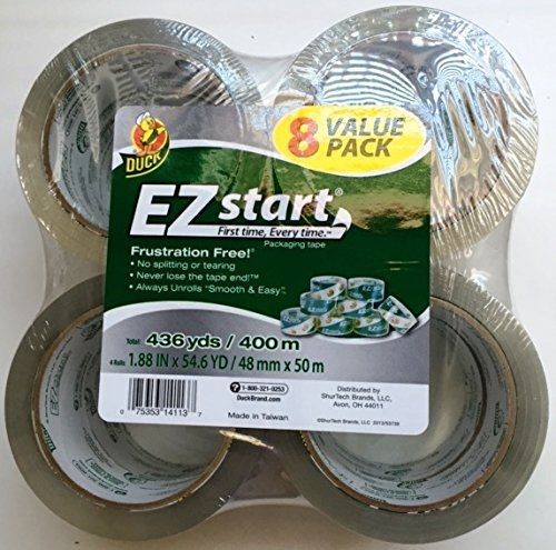 Duck ez start quiet packing tape 1.88 in x 54.6 yards per roll: 8 pack (total: for sale