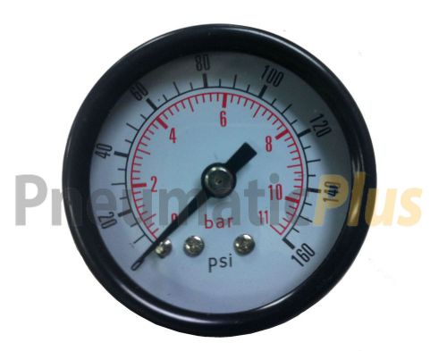PneumaticPlus Pressure Gauge 1-1/2&#034; Dial, Center Back Mount, 0-160 PSI, 1/8&#034; NPT