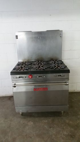 Vulcan 36l-77r heavy duty 6 burner natural gas range oven tested for sale