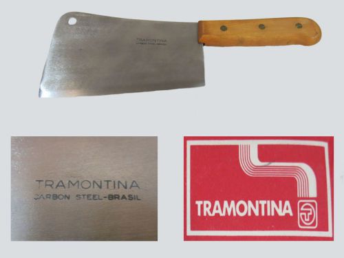 Tramontina meat cleaver 7&#034; butcher knife carbon steel wooden handle for sale