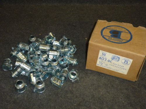 NOS! LOT OF (45) BRIDGEPORT 1/2&#034; SQUEEZE CONNENTORS CONDUIT FITTINGS, 407-DC