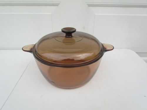 Corning pyrex visions ware amber 5 qt 4.5 l stock pot dutch oven w/lid cover for sale