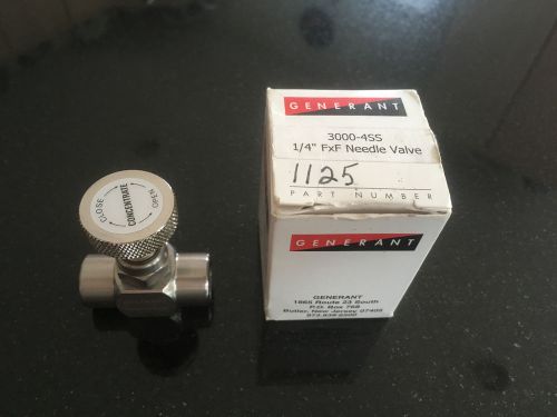 New in Box Generant 3000-4SS 1/4&#034; FxF Needle Valve NIB