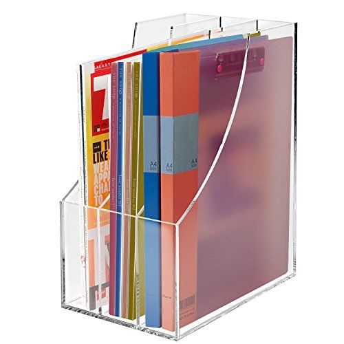 MyGift 3 Slots Clear Acrylic Desktop Literature Organizer / Magazine &amp; Document