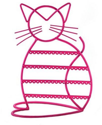 Cat Shape Metal Wire Earring Holder By ARAD? (PINK)