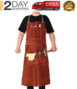 Welding Work Apron Leather Heat Flame Resistant Protective For Blacksmith New