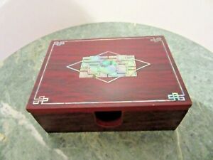 NOTE PAPER MEMO PAD BOX HOLDER WITH REMOVABLE LID MOTHER OF PEARL INLAY