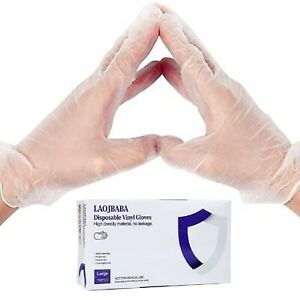 100 PCS Disposable Vinyl Gloves, Non-Sterile, Powder Free, Large Size by Laoj...