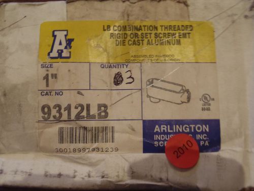 Lot of 3 arlington 1&#034; die cast aluminum conduit body 9312lb for sale