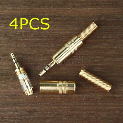 4pcs gold 3.5mm 3 pole male repair headphone jack plug metal audio solder spring for sale