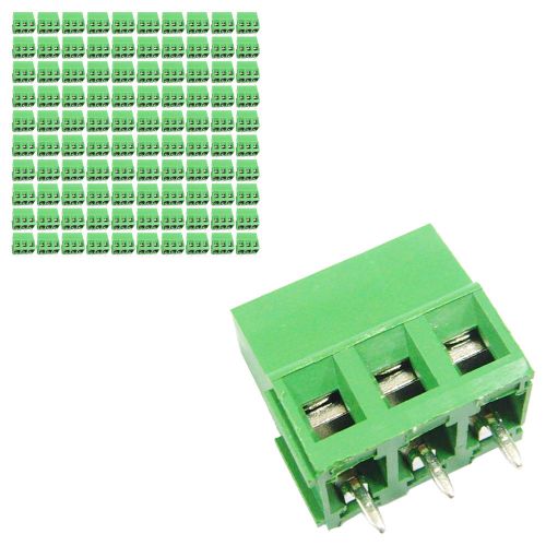 100 pcs 5mm Pitch 300V 16A 3P Poles PCB Screw Terminal Block Connector Green