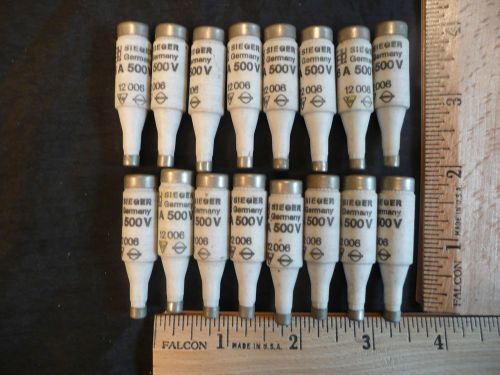 Lot of 16, 6 amp 500v  Sieger bottle fuses.