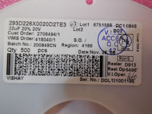 1000 pcs vishay 293d226x0020d2te3 for sale