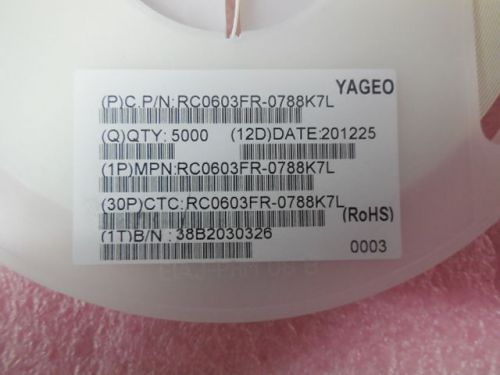 5000 pcs yageo rc0603fr-0788k7l for sale