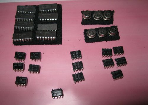 Mixed lot of 30  mc1458 &amp; mc1558 dual opamps pdips cerdips &amp; metal cans for sale