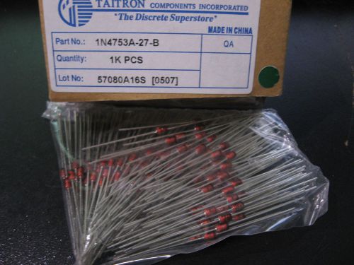 Bag of 200 zener diodes 1n4753a-27-b 36 volt 1 watt new for sale