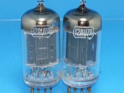 RCA 12AU7 ECC82 VACUUM TUBE  MATCH PAIR 1957 BLACK LONG PLATE WARM TONE R05H