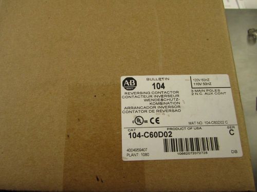 NEW ALLEN-BRADLEY 104-C60D02 REVERSING CONTACTOR NEW IN BOX