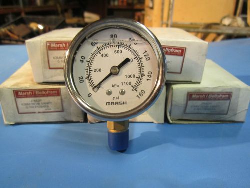 Lot of  6 Marsh Bellofram J7652P 160 PSI Oil Filled Pressure Gauge 63mm 1/4NPT