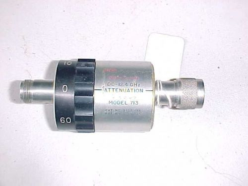 NARDA ATTENUATOR M# 713 IS A MINI TURRET 12.4 GHZ 0 TO 60 DB