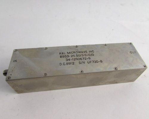K&amp;L Microwave SMA Bandpass Filter, 8 Section, 25.50 MHz Center Freq, 3 MHz