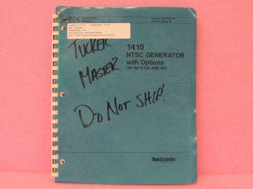 Tektronix 1410 NTSC Generator W/Options Instruction Manual w/schematics (12/85)