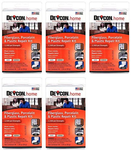 (5)Devcon 90216 Epoxy Fiberglass Porcelain Bathtub Repair Kit White/Almond 90216