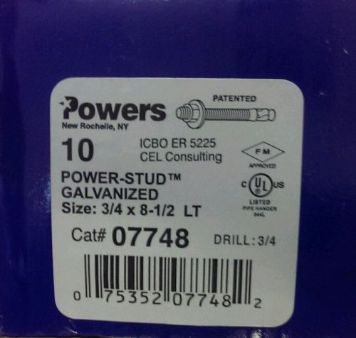 POWERS FASTENERS POWER-STUD GALVANIZED 3/4 X 8 1/2 LONG THREAD ANCHORS