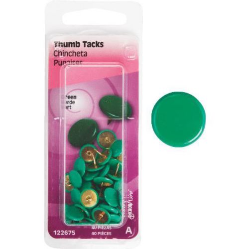 Hillman Fastener Corp 122675 Thumb Tack-40PC GREEN THUMB TACK