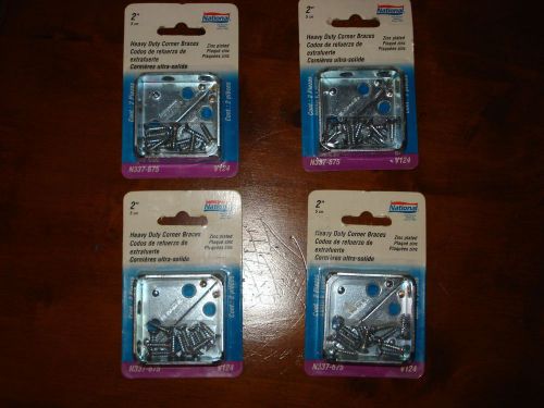 LOT OF 4 PACKS Heavy Duty Corner Brace, Steel, Zinc Finish Size 2&#034; FREE SHIPPING