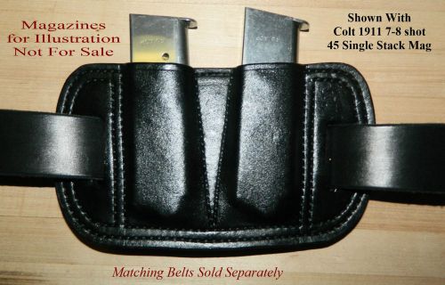 Double MAG POUCH  45acp Single Stack magazine  1911s * Sig P220 Heavy Leather