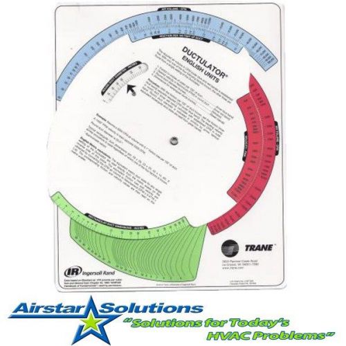 Trane Ductulator Duct Sizing Tool / Slide Chart Graph * New With Sleeve *