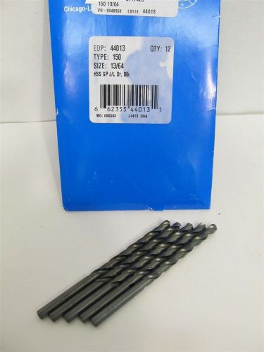 Chicago-Latrobe Series 150, 44013, 13/64&#034; HSS, Jobber Length Drill Bits - 5 each