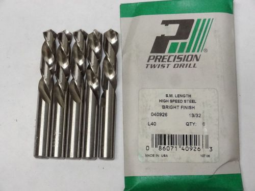 5 PTD 13/32&#034; L40 LH Screw Machine HSS 118° Precision Twist Drills Bright Finish