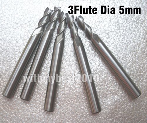 Lot 5pcs 3flute hss end mills cutting dia 5mm shank dia 6mm length 57mm tools for sale