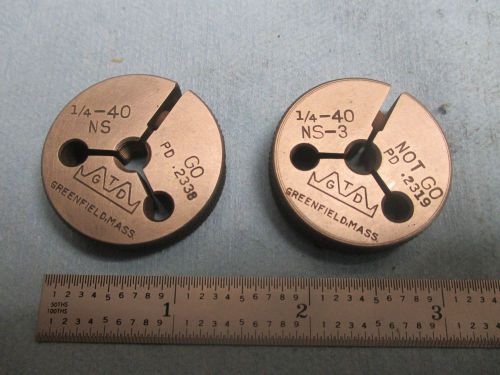 1/4 40 NS 3 THREAD RING GAGE GO NO GO .250 P.D.&#039;S = .2338 &amp; .2319 MACHINE TOOLS