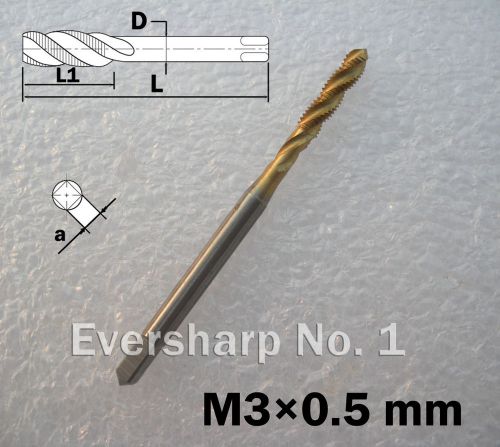 Lot 1pcs HSS Coating TiN Spiral Fluted Right Hand Machine Taps M3 Pitch 0.5mm