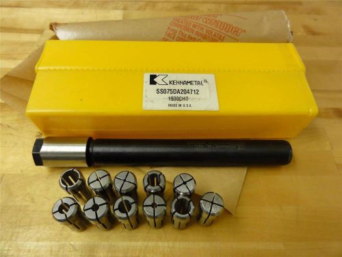 Kennametal DA200 Collet Holder SS075DA204712 and (11) 200DA Collets, Milling